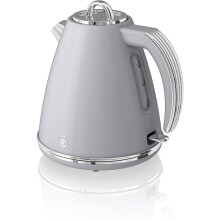 Swan Retro 1.5 Litre Jug Kettle, Grey, with 360 Degree Rotational Base, 3KW Fast Boil, Easy Pour, SK19020GRN