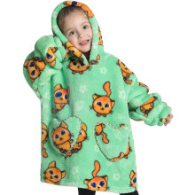 (Cat) Girls Boys Animal Print Children Hooded Blanket Cute Long Sleeve Winter Warm