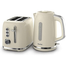 Breville Bold Cream Kettle and Toaster Set | with 1.7 Litre, 3KW Fast-Boil Electric Kettle and 2-Slice High-Lift Toaster | Cream and Silver Chrome
