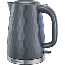 Russell Hobbs 26053 Cordless Electric Kettle - Contemporary Honeycomb Design with Fast Boil and Boil Dry Protection, 1.7 Litre, 3000 W, Grey