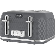Breville Curve 4-Slice Toaster with High Lift and Wide Slots | Grey & Chrome [VTR013]