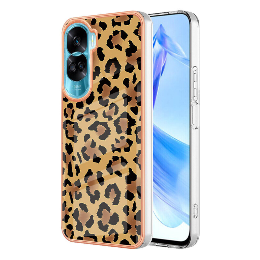 Honor 90 Lite 5G Case , Pattern Hard PU With Pattern Hard PU With Soft Slim TPU Protective Shockproof Compatible with Honor 90 Lite 5G Case - Leopard