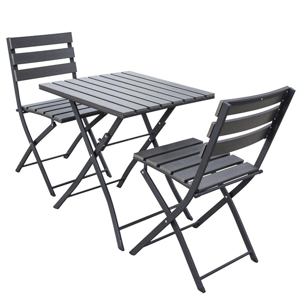 Solback Grey Bistro Set - Solback 3 Piece Polywood Table and Chair Bistro Set