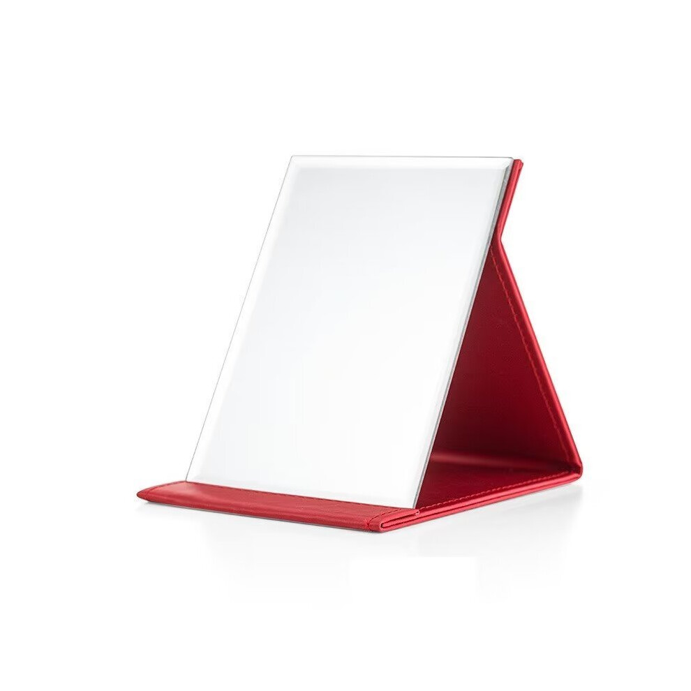 Rayches Red Portable Folding Mirror, Travel Mirror Folding With Pu Leather