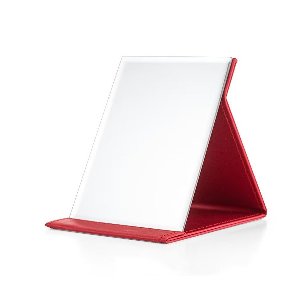 Rayches Red Large Portable Folding Mirror, Travel Mirror Folding With Pu Leather