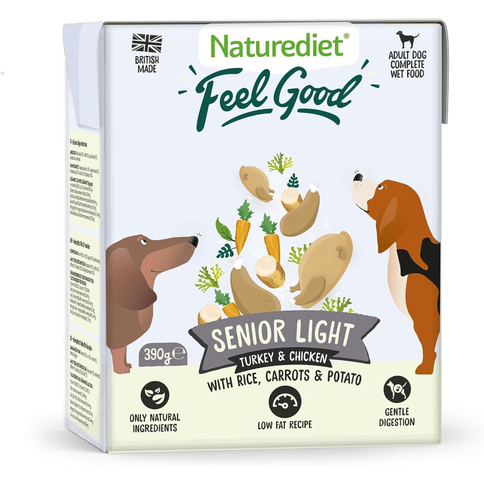 Naturediet - Feel Good Wet Dog Food, Natural and Nutritionally Balanced, Senior-Lite, 390g (Pack of 18)