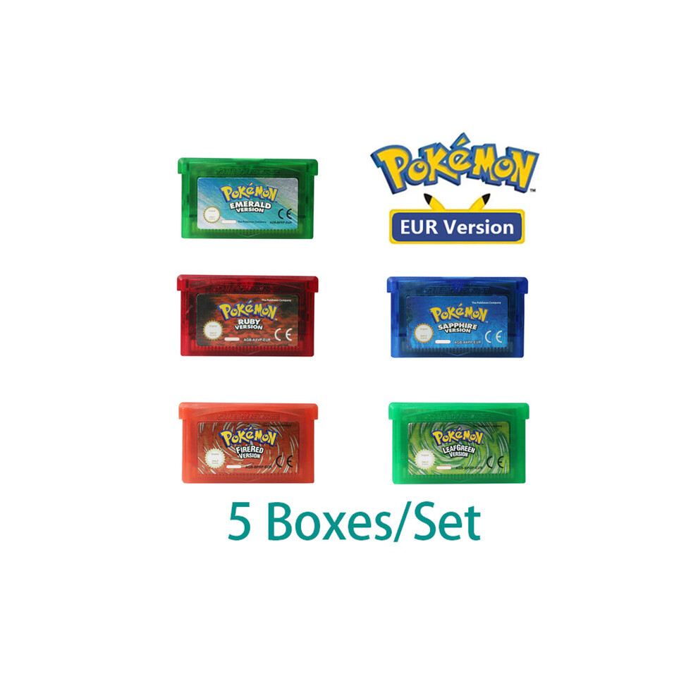 (EUR 5 Pack) Pokemon GBA Series 32-bit Video Game Cartridge Console Card Pokemon Emerald