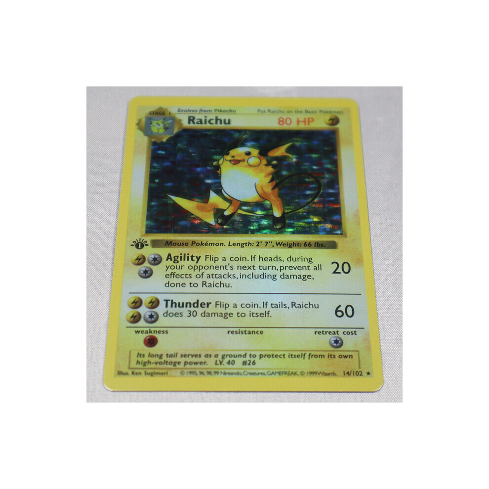 (Raichu BS 14-102) 1996 1st Edition Pokemon Foil Flash Cards Charizard Blastoise Venusaur