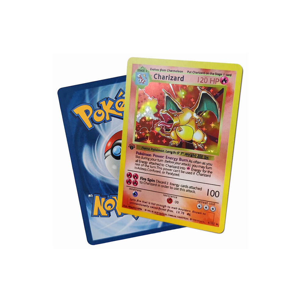 (English-Charizard) Pokemon Flash Card 1996 Years French DIY First Edition Cards Charizard