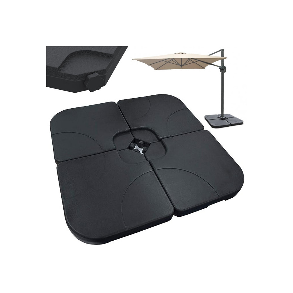 (Square) GEEZY 4 X Black Garden Patio Cantilever Umbrella Banana Parasol Base Weights Stand