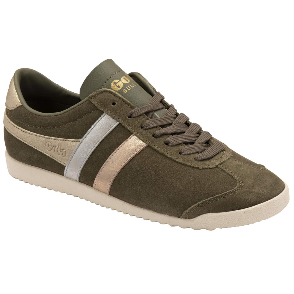 (Khaki Silver Gold, UK 8) Gola Bullet Mirror Trident Womens Ladies Retro Trainers Shoes