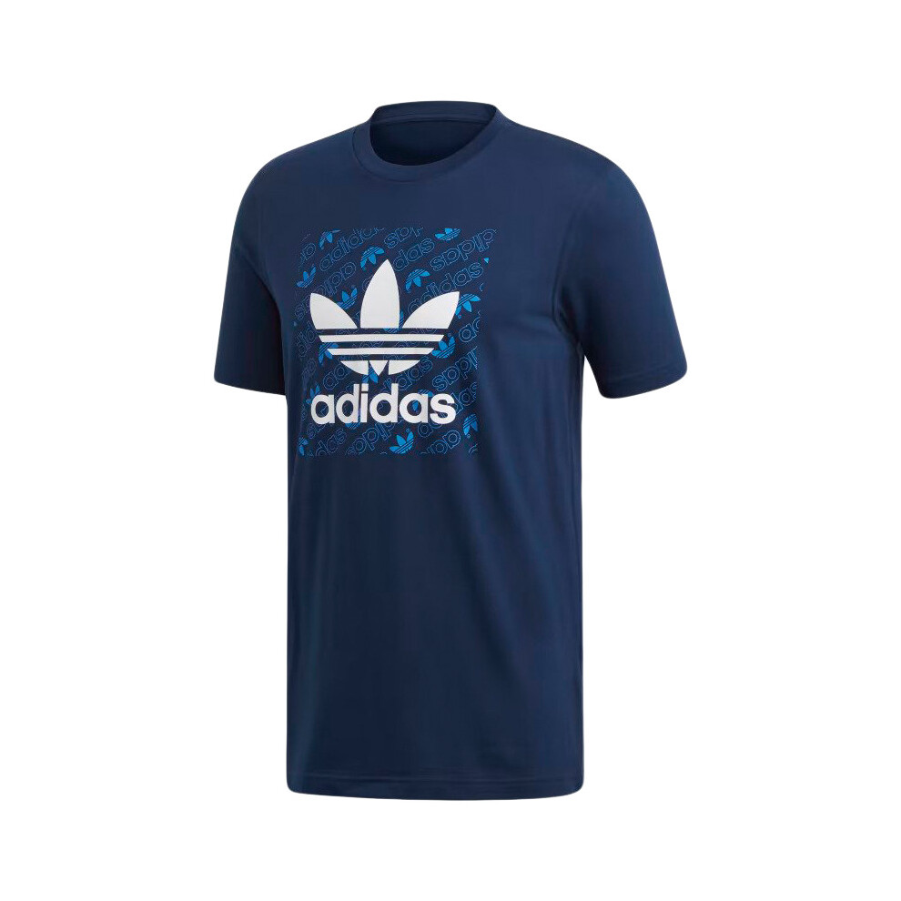 (2XL) Adidas Men's Monogram Square ED7044 Tee Blue