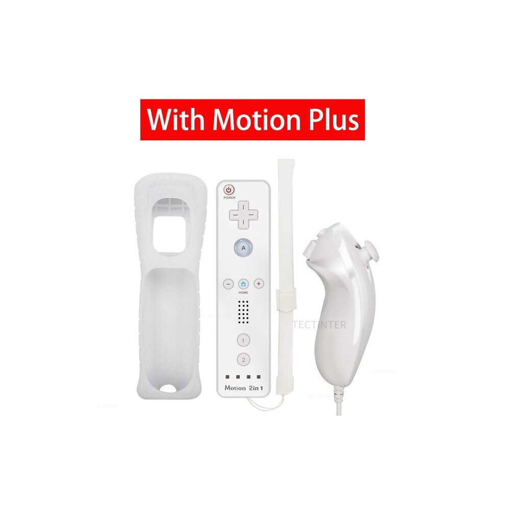 (White) Built-in Motion Plus Remote Compatible For Nintendo Wii Controller Nunchuck