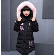 (Black, 4-5 Years) Kids girls Long Coat Padded Winter Hooded Jackets