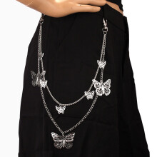 1pc Double Layers Trousers Chain Hip Hop Punk Butterfly Biker Jeans Link Pants Keychain Jewelry For Men