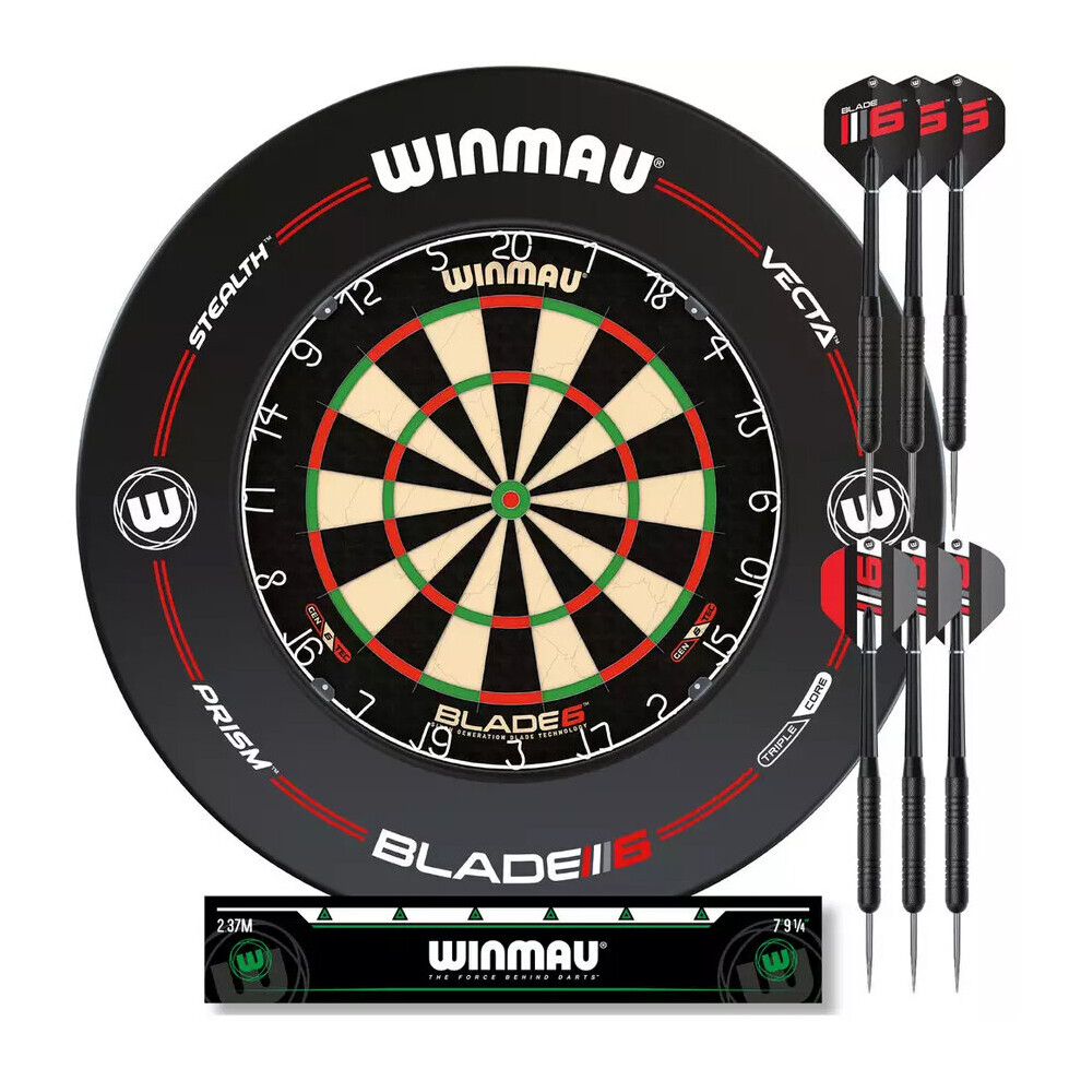 Winmau Blade 6 Professional Dartboard Surround Set With Darts And Oche