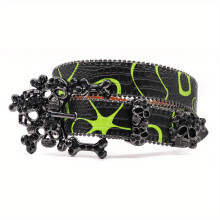 1pc Plain Grain Large Skull Head Rhinestone Belt Hip hop Punk For Men