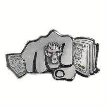 1pc 100 Dollar Bills Palm Fist Middle Finger Demon Skull Rings Metal Belt Buckle Gothic Hip hop Rock Clasp Trousers Accessory For Men