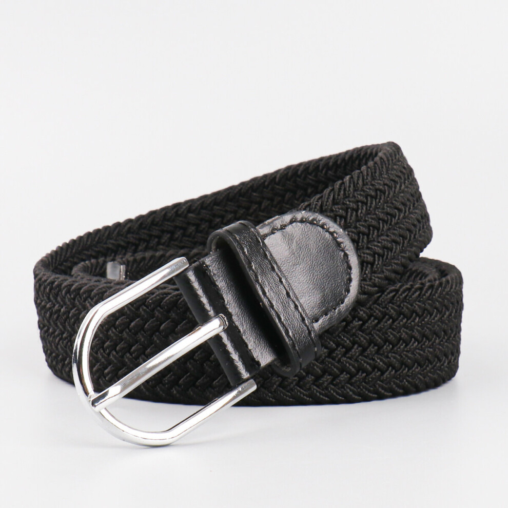 Mens Stretch Woven Braid Belt Canvas Elastic Fabric Woven Stretch Multicolored Braided Belts