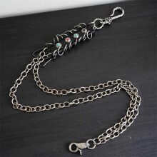Alloy Double Layers Long Waist Chain Rock Punk Trousers Hipster Pant Jean Keychain Silver Clip Keyring Mens HipHop Jewelry