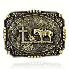 Western Cowboy Belt Buckle Vintage Cross Horse Novelty Belt Buckle