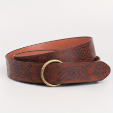 Medieval Knight Cosplay Belt For Men Women Embossed PU Leather O Ring Viking Belt Renaissance Accessories