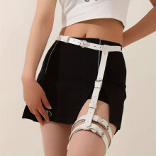 Adjustable Garter Belt Punk Rivet Thigh Garter Double Layer Leg Rings PU Leather Harness For Women Decoration