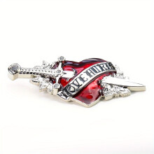 1PC Red Heart Metal Belt Buckle Dagger Sword Pierce Heart Love In Hurts Stabbed Y2K Leather Belt Buckle Waistband Jeans Accessories For Women Men