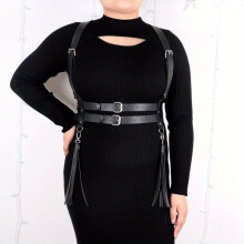 Plus Size Harness Belt PU Leather Tassel Body Chest Belt Women Punk Hollow Waistband For Costume Accessories