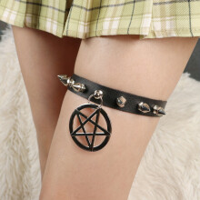 Pentagram Pendant Garter Punk Adjustable Rivet Leg Ring Leg Garters Sexy Thigh Garter Belts PU Harness Belt For Women