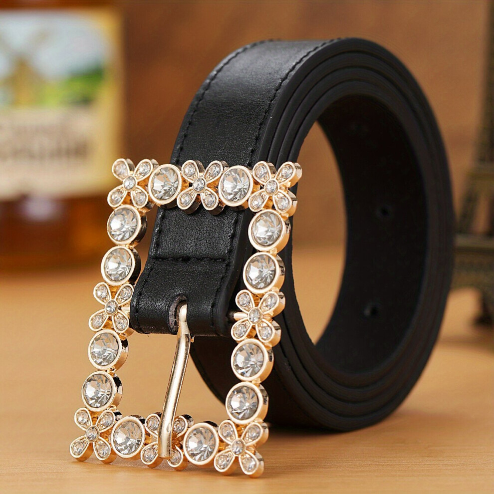 Rhinestone Square Pin Buckle Belt PU Jeans Pants Belts Girdle For Women-image-OPC-PC6CYHM-NEW