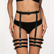 Layer PU Leather Harness Leg Belt Punk Garter Belt Adjustable Gothic Rivet Thigh Belt Womens Dress Accessories