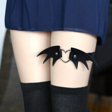 Gothic Wings Leg Harness Punk Metal Heart Single Leg Garter Belt PU Leather Rivet Leg Ring For Women