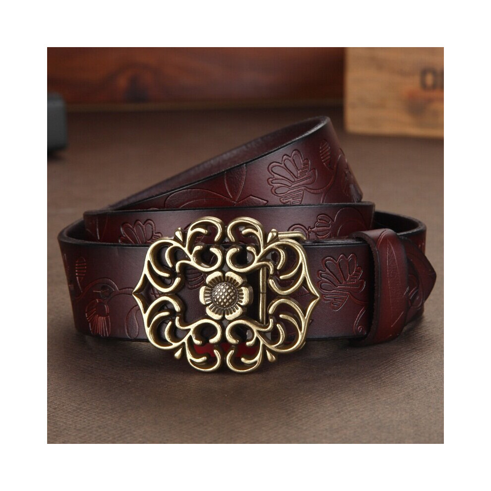 Flower Hollow Buckle Leather Belt Vintage Cowhide Solid Carved Wide Belt-image-OPC-PC6CZ9K-NEW