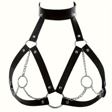 Body Harness Belt Metal Chain Bra Bondage Cage Chest Lingerie Suspenders Goth Waist Straps Fetish Women Clothing Accessories