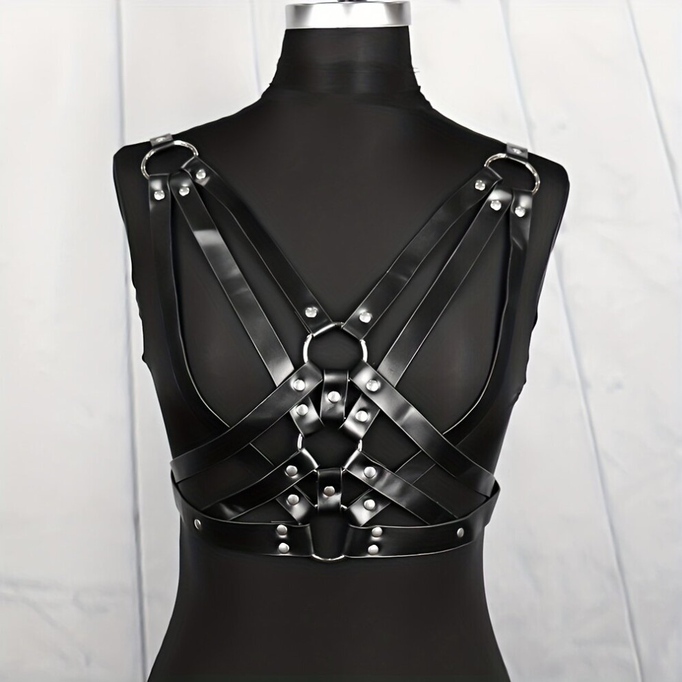 Womens Adjustable Punk Waist Belt Harness Gothic Hollow PU Leather