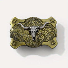 Western Bull Head Belt Buckle For Women & Men Vintage Jeans Accessories Cowboy Cowgirl Leather Belt Buckle Waistband Parts For DIY