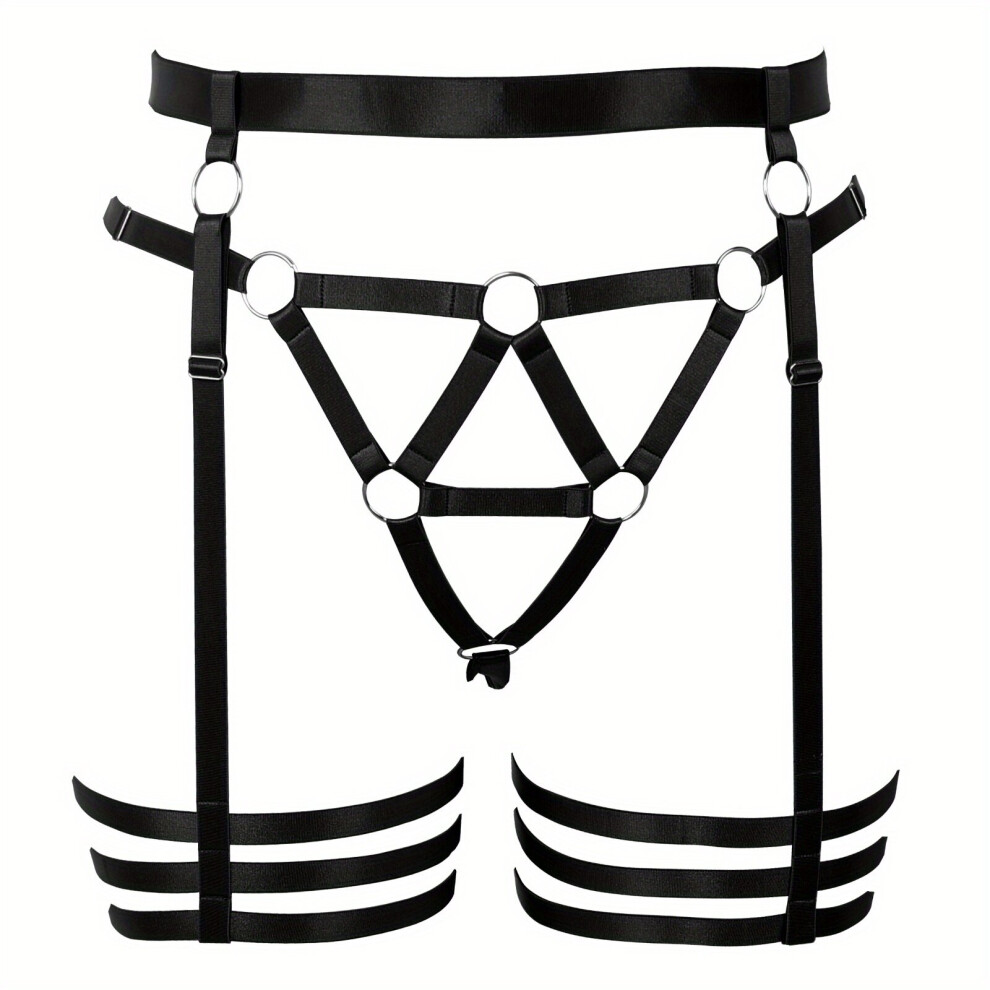 Black Sexy Hollow Out Garter Belt Punk Elastic Harness Garter Stockings Thigh Gothic Belt Fetish Body Cage Harness