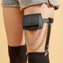 Punk Bag Decor Garter Belt Chain Tassel Garter Belt Decorative Rivet PU Leather Harness Belt