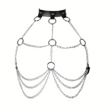 Sexy Leather Harness Bra Punk Bondage Chest Chain Harness Suspenders Belt Y2K Fetish Accessories For Women