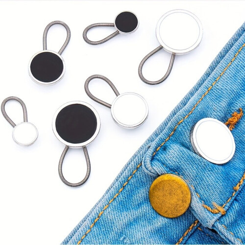 3pcs set Jeans Buckle Solid Elastic Waist Extension Buckle Adjustable Retractable Seamless Nail Button 1