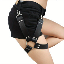 Lobster Clasp Garter Belt Single Leg Cross Rivet Harness Garter Gothic PU Leather Garter Belt Leg Ring Dress Accessories