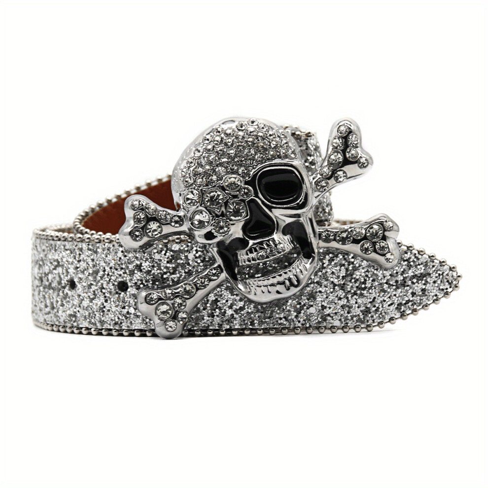 Skull Buckle Sequin Belt Hip Hop Bling Bling PU Leather Belt Punk Y2K Rhinestone Belts For Women Men-image-OPC-PC6D2FK-NEW
