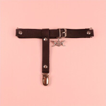 Single Leg Star Moon Garter Belt With Elastic Socks Clip PU Leather Harness Leg Ring Garter Socks Holder For Women