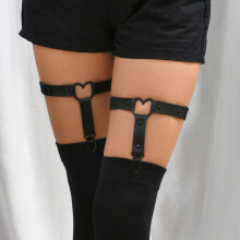 Adjustable Heart Leg Garter With Anti Slip Clips Elastic Y2K Gothic Thigh Garter For Ladies