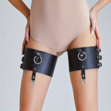Double Leg Wide Garter Belt Punk Rivet Harness Garter Gothic PU Leather Garter Leg Ring For Women