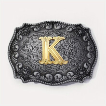 Gothic K Belt Buckle Vintage Flower Engraved Embossed Cowboy Cowgirl Western Belt Buckle Boho Decorative Detachable Buckle For Leather Belts