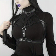 Gothic Hollow Out Harness Belt Rivet Caged Bra Chest Harness Adjustable Waistband Punk PU Suspenders For Women