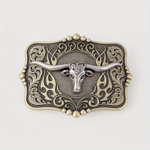 Bull Head Rectangular Belt Buckle For Women & Men Western Jeans Accessories Leather Belt Buckle Waistband Parts For DIY