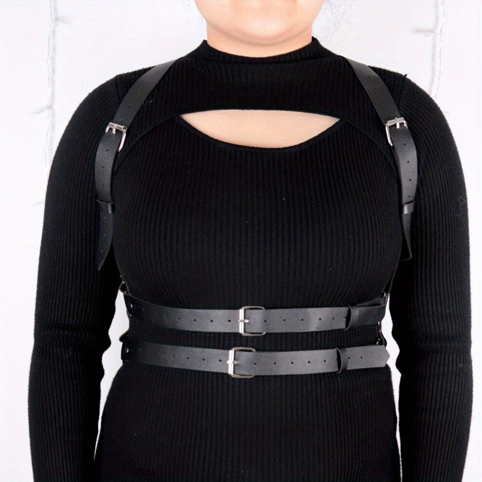 Black Pu Leather Y2k Bondage Belts Adjustable Harness Belt Punk Suspenders Fetish Gothic Harness For Women